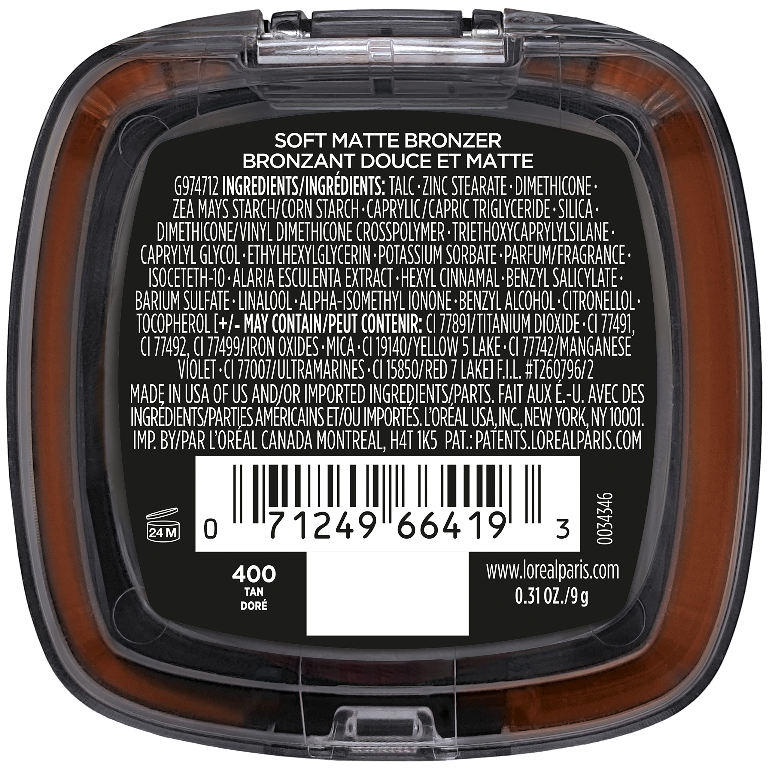 L'Oreal Paris Infallible bronzer delivers up to 24 hours of breathable color.