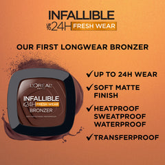 L'Oreal Paris Infallible bronzer demonstrating buildable color for contour or glow.