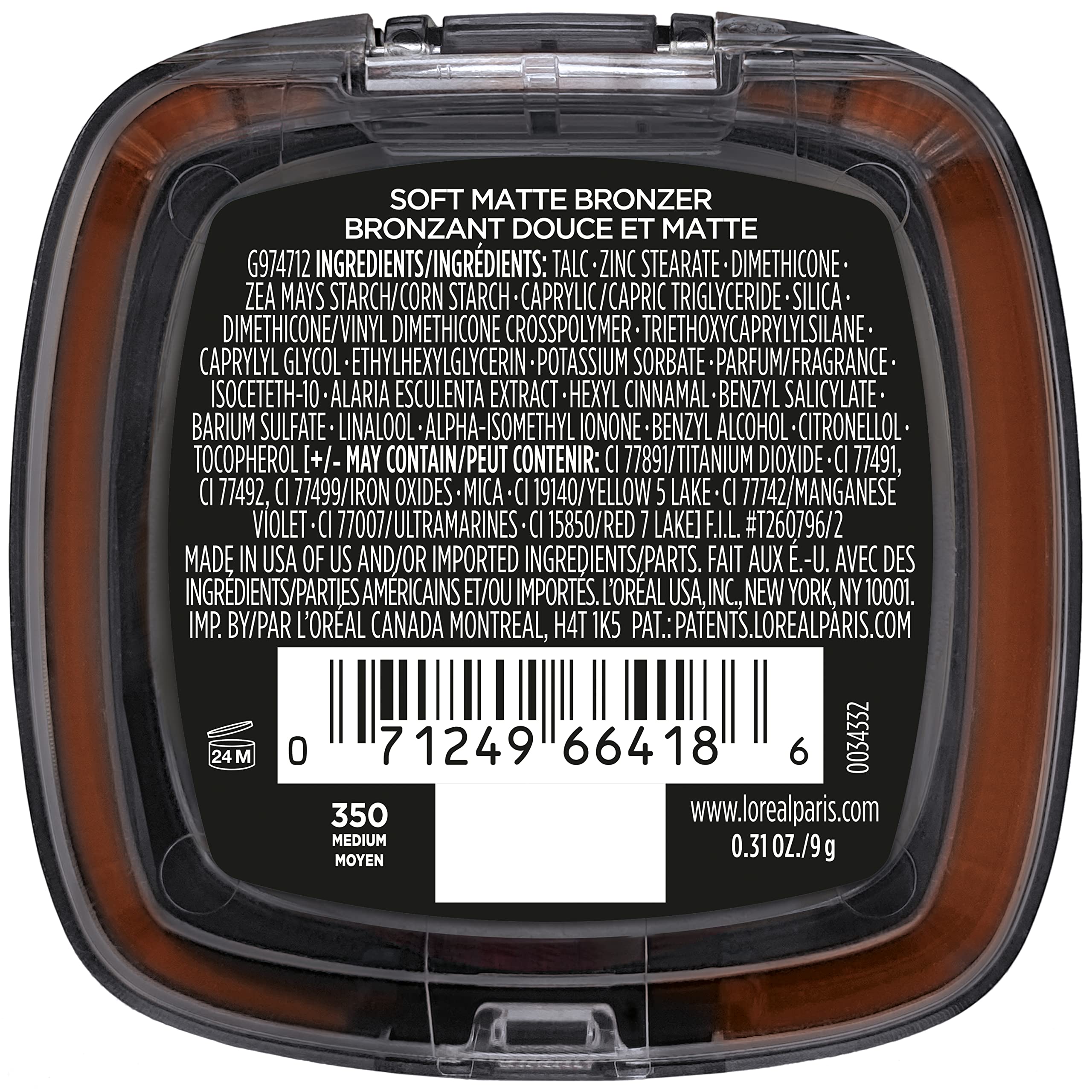 L’Oréal Paris Infallible bronzer packaging with waterproof/heatproof cues for durability