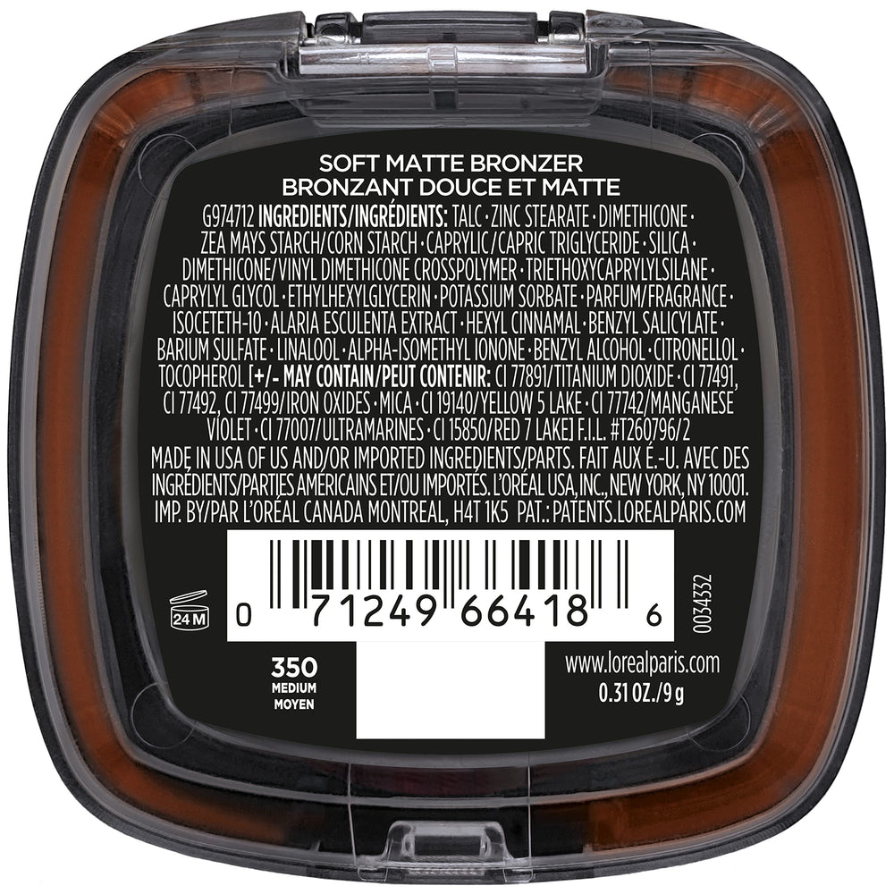 L’Oréal Paris Infallible bronzer packaging with waterproof/heatproof cues for durability