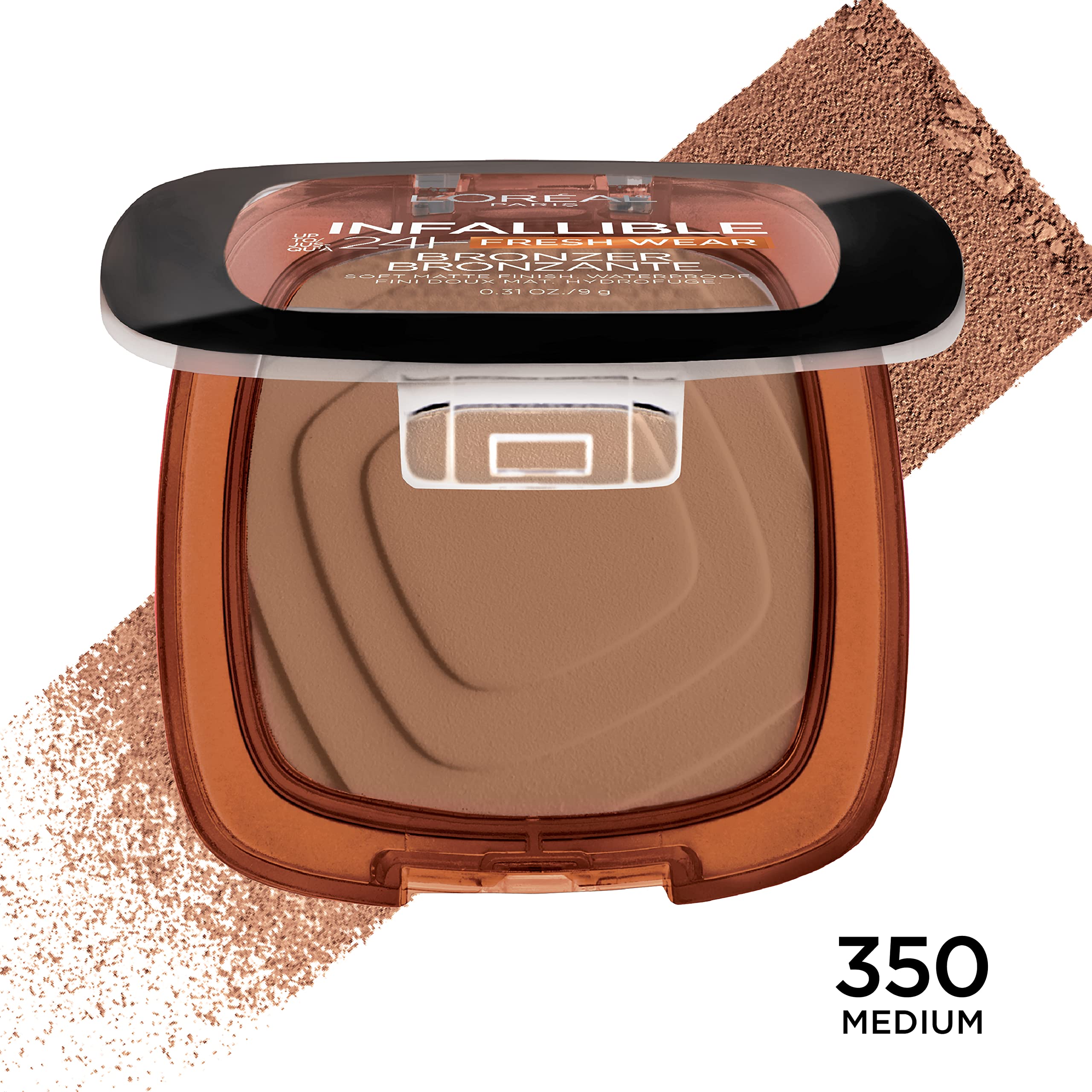 L’Oréal Paris Infallible bronzer swatch demonstrating contour-ready warmth
