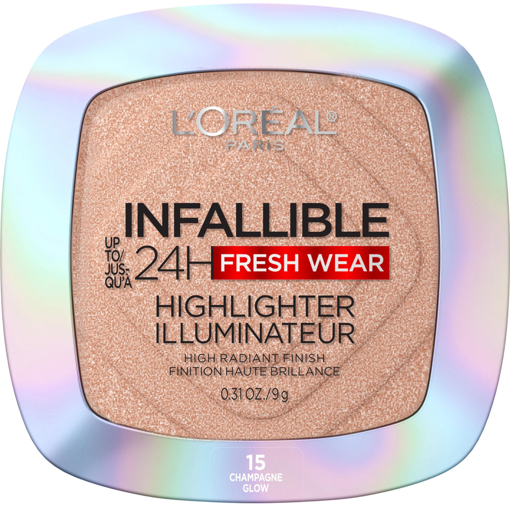L'Oreal Paris Infallible highlighter compact for radiant, long-lasting glow.