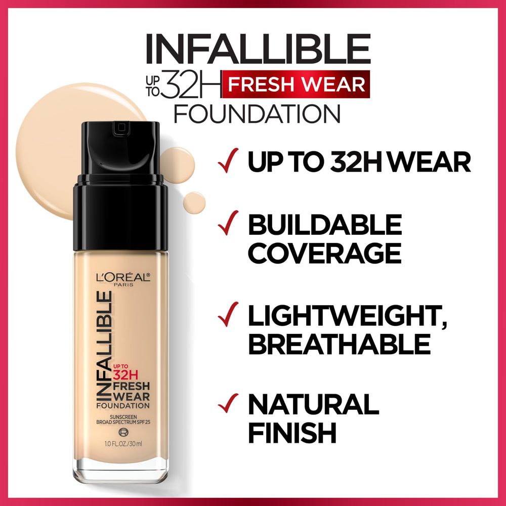 L'Oreal Paris Infallible lightweight liquid being applied for breathable coverage