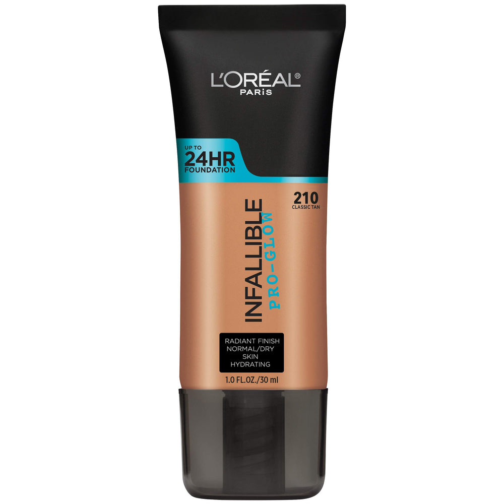 L’Oréal Paris Infallible Pro Glow Foundation Buff Beige: bouteille légère et fini lumineux durable.