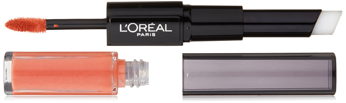 L’Oréal Paris Infallible Pro Last 2 Étapes – rouge abricot, application fluide et durable.