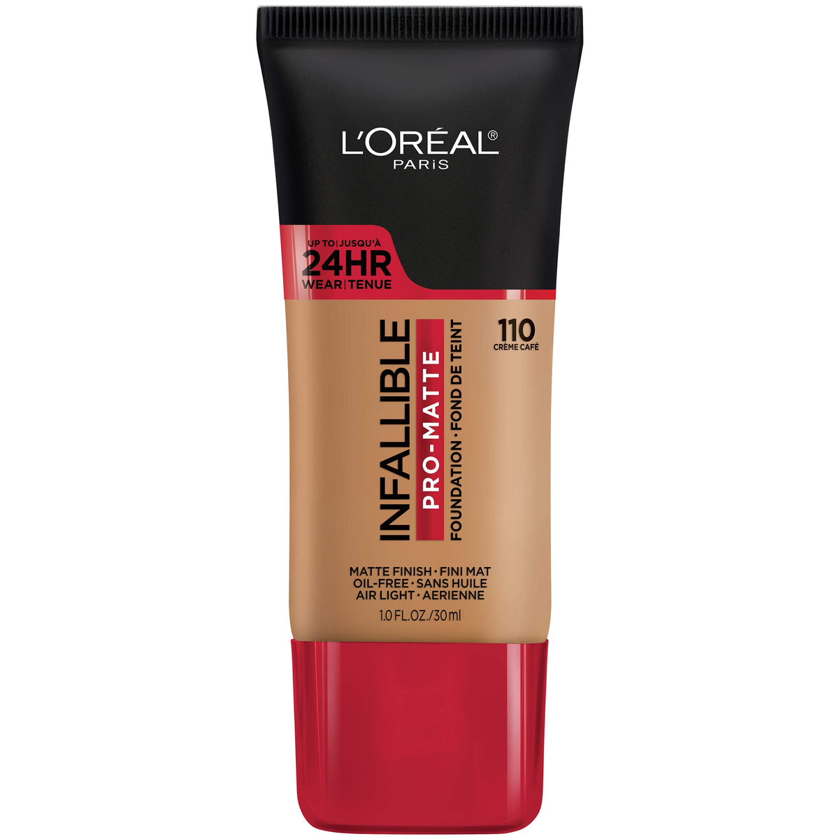 L’Oréal Paris Infallible Pro-Matte, flacon, tenue longue durée et texture légère.
