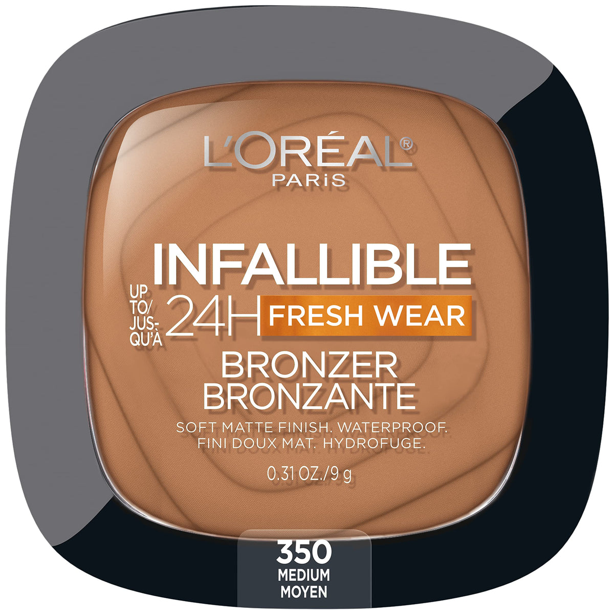 L’Oréal Paris Infallible soft matte bronzer medium swatch showing buildable warmth