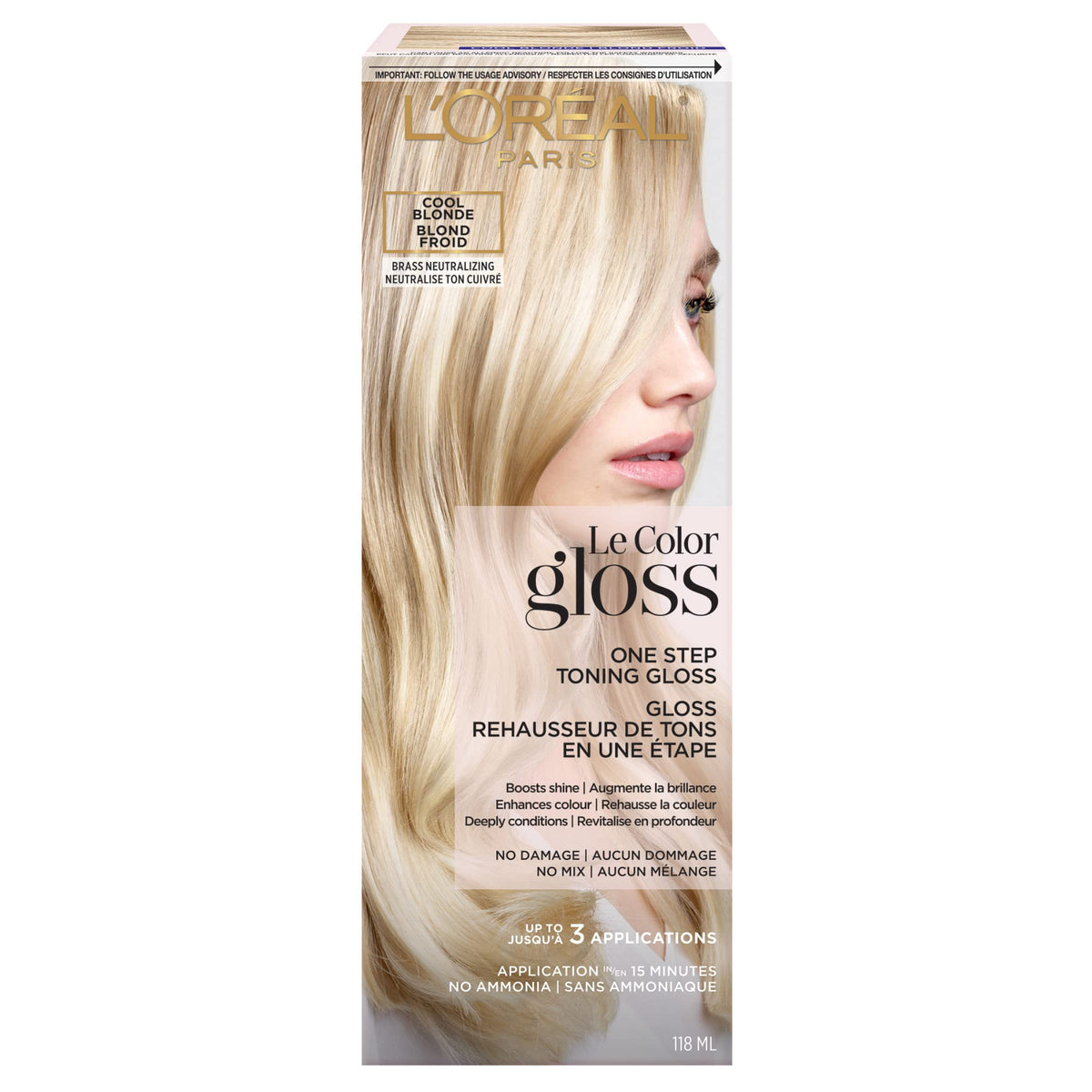 L’Oréal Paris Le Color One Step tonifiant blond froid, brillance naturelle.