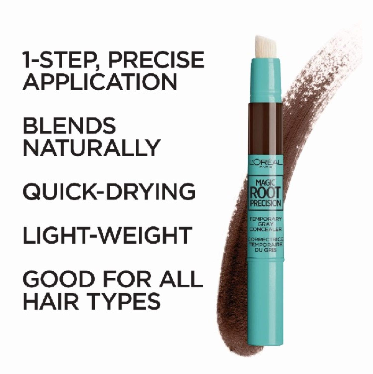 L'Oréal Paris Magic Root Precision, teinte brun foncé pour un rendu naturel sur cheveux.