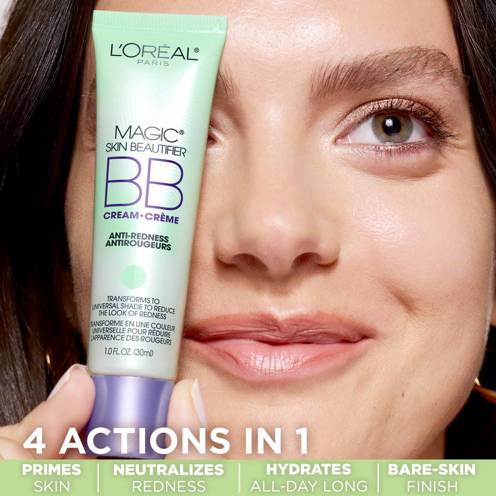 Perles colorantes encapsulées de la BB Cream qui s’adaptent pour neutraliser les rougeurs.
