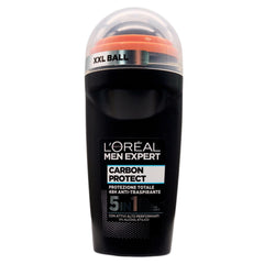 L’Oréal Paris Men Expert Carbon Protect Roll-On, flacon: fraîcheur durable et protection anti-odeur.