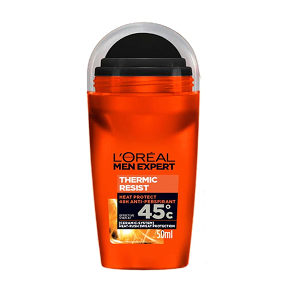 L’Oréal Paris Men Expert Thermic Resist déodorant roll-on, flacon 50 ml, fraîcheur longue durée.