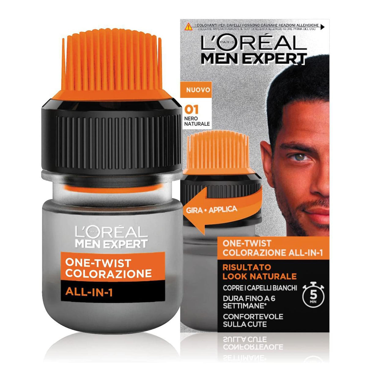 L Oréal Paris Men Expert One Twist appliqué sans ammoniac couvre rapidement les cheveux gris de manière naturelle