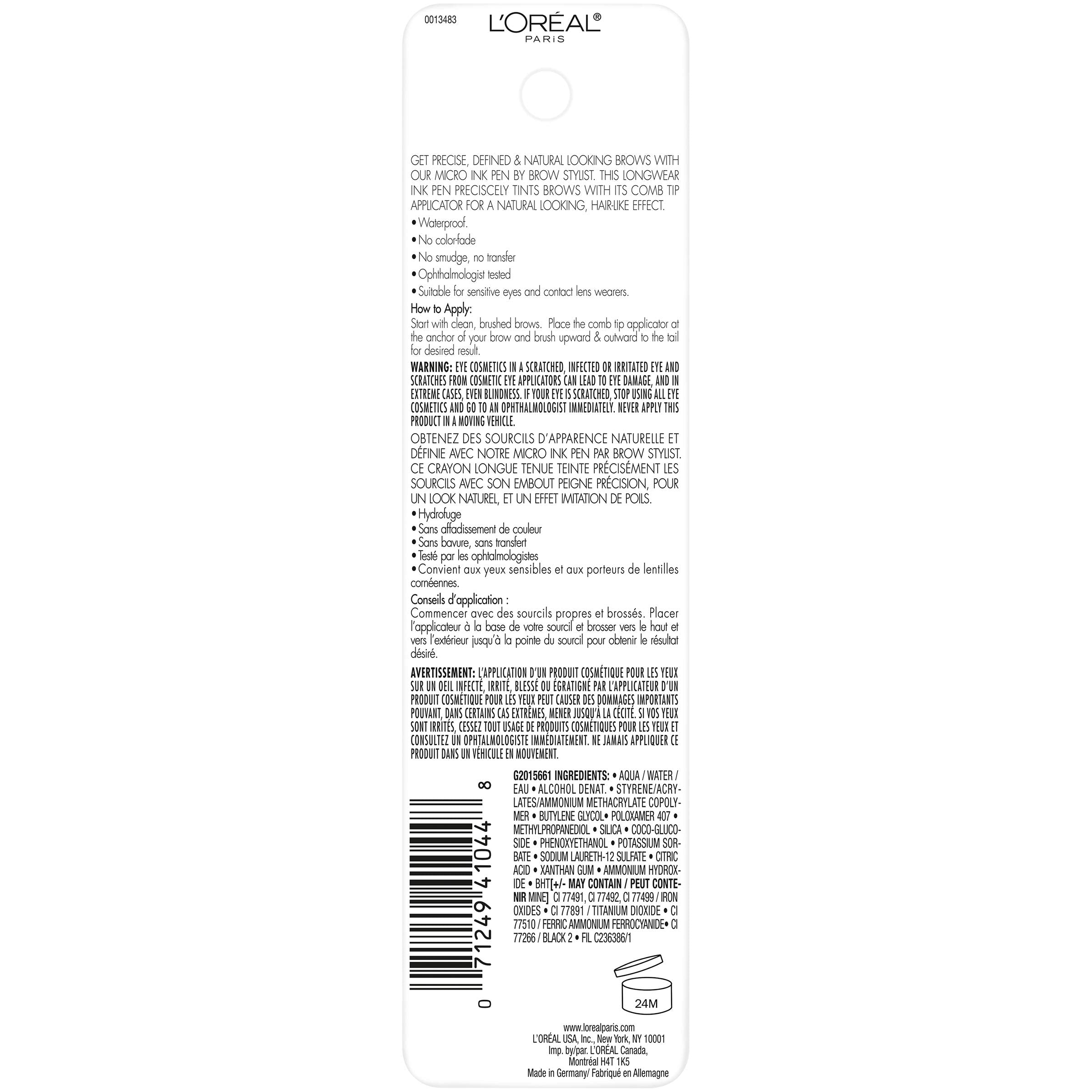 L’Oréal Paris Micro Ink Pen pointe précise pour des traits nets.