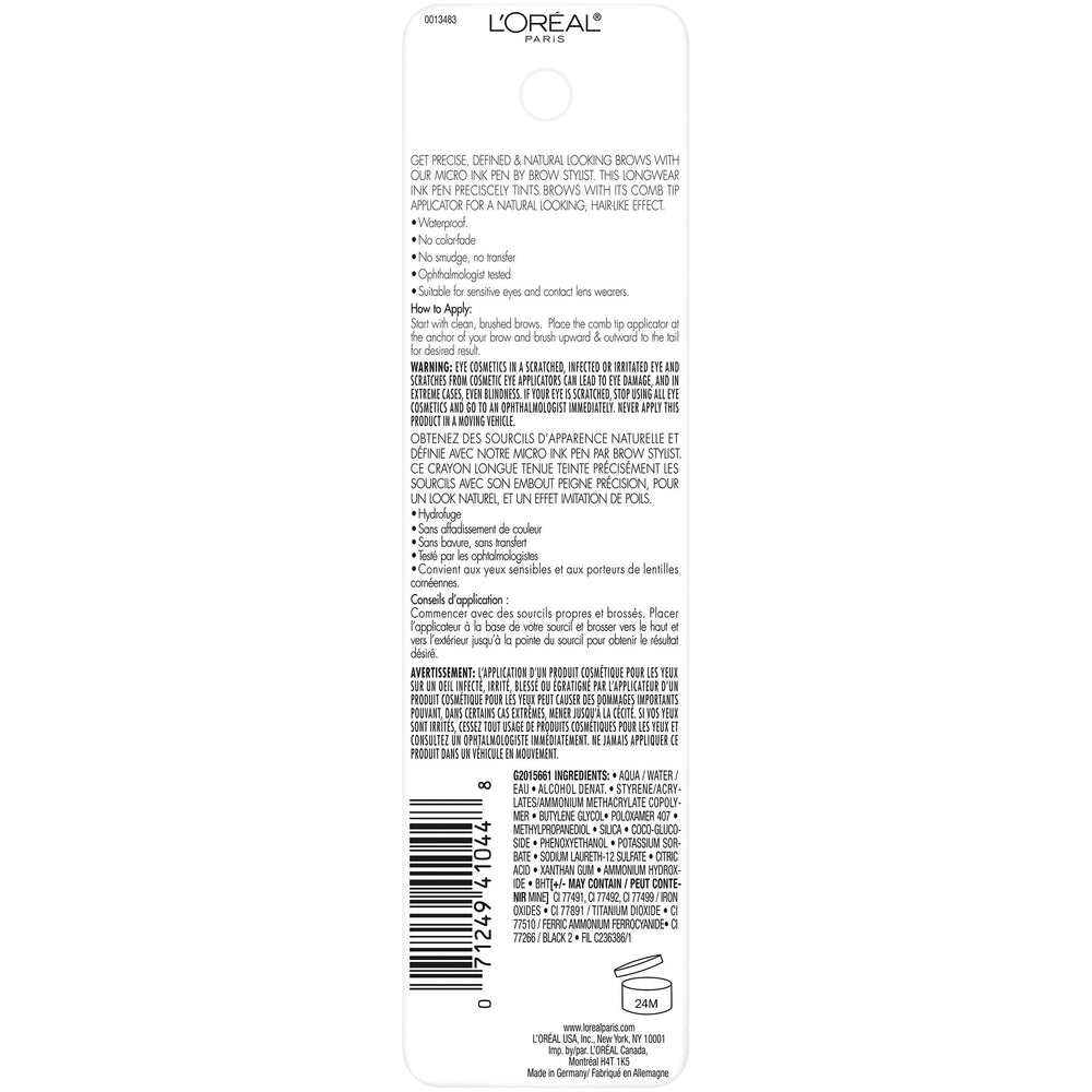 L’Oréal Paris Micro Ink Pen pointe précise pour des traits nets.