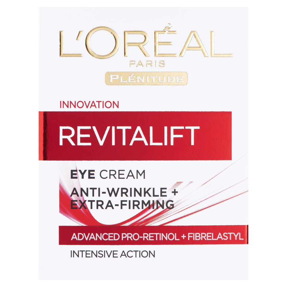 L’Oréal Paris Plénitude Revitalift Yeux – emballage moderne pour un usage quotidien.