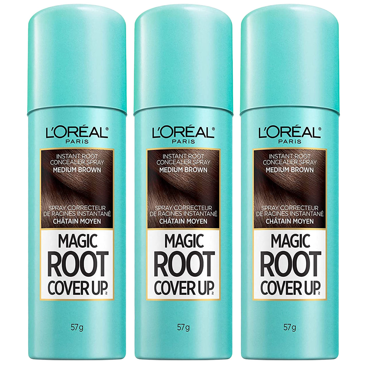 L’Oréal Paris retouche racines spray brun moyen masquant les racines entre les shampoings
