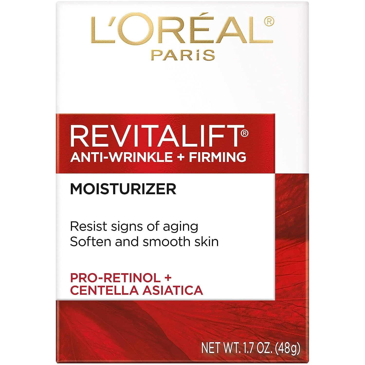 Flacon Revitalift montrant la crème visage et cou, action anti-rides
