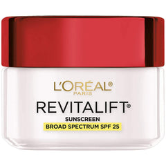 Revitalift crème-visage SPF25 de L’Oréal Paris : protection solaire et hydratation durable.
