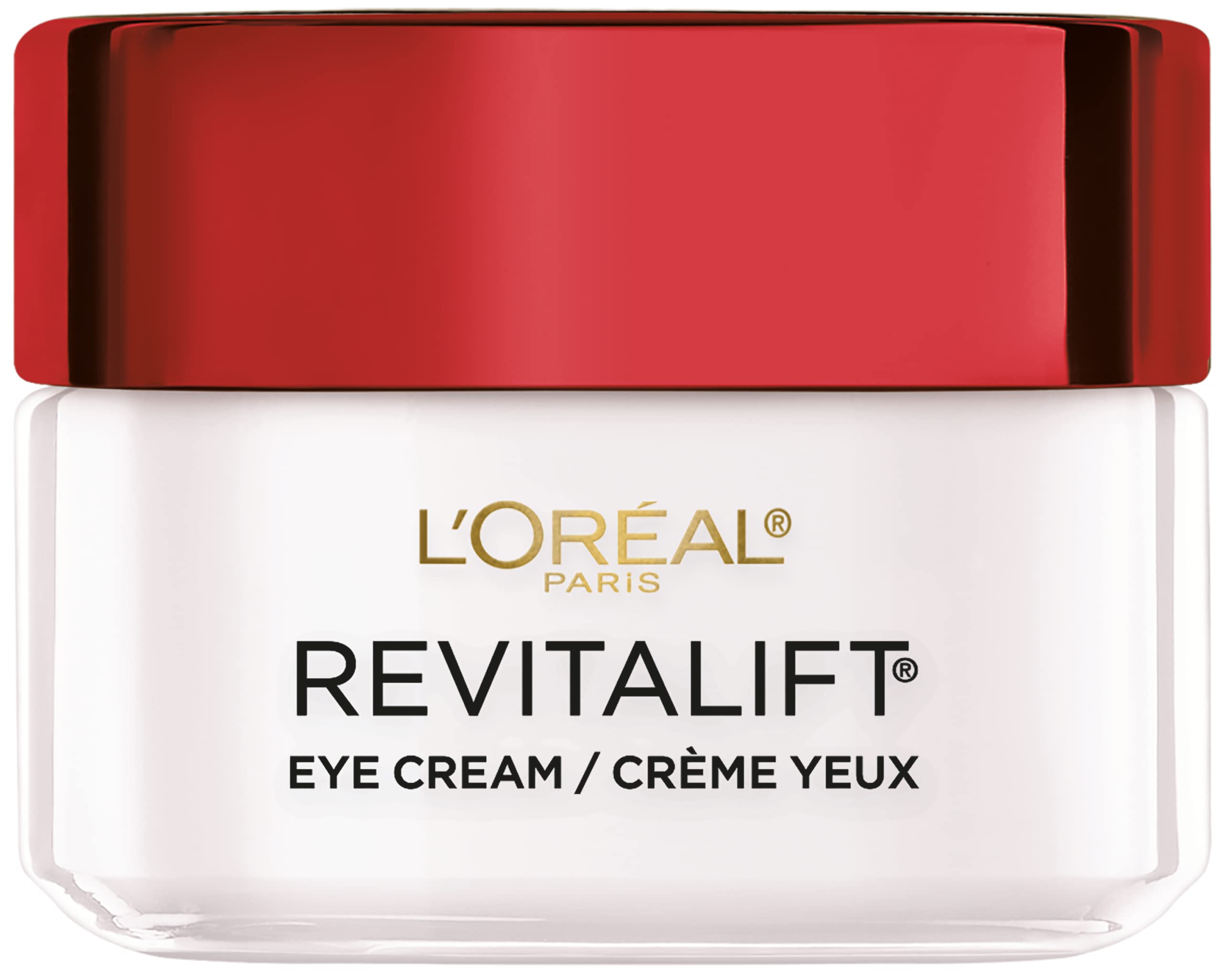 L’Oréal Paris Revitalift Crème Yeux antirides sur flacon, pour raffermir le contour.