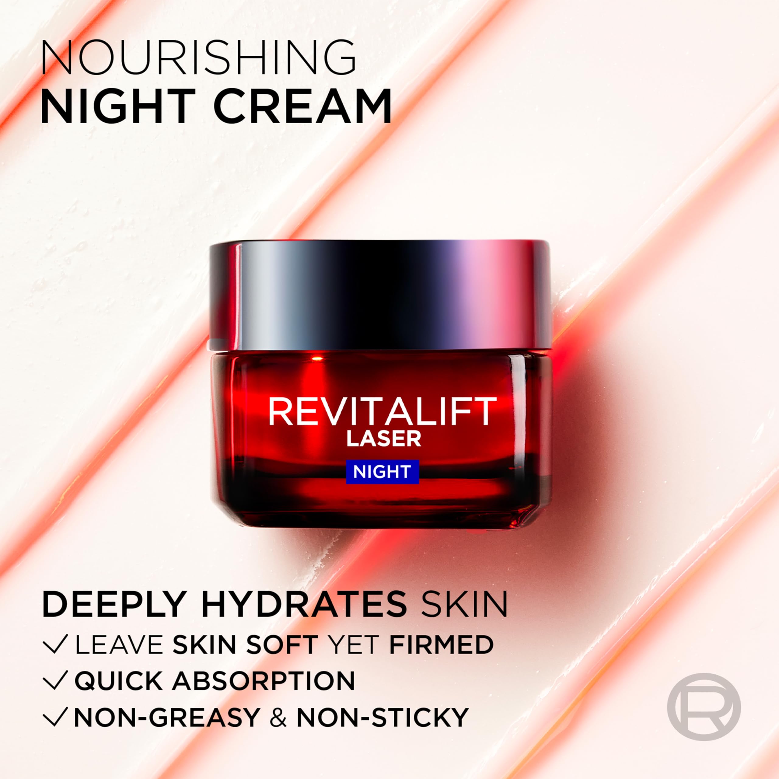 L’Oréal Paris Revitalift Laser Renew, application nocturne facile pour soin ciblé.