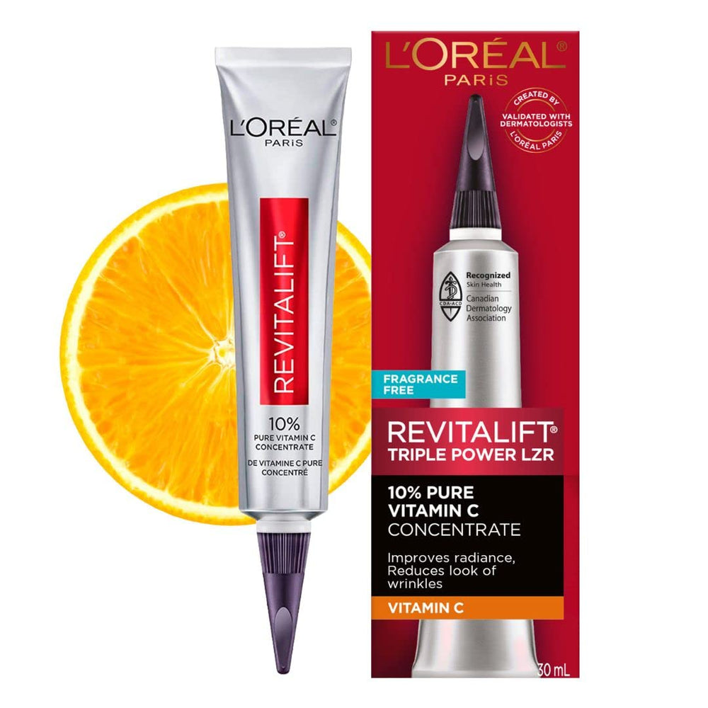 Sérum vitamine C Revitalift dans flacon metallique sans air, application fluide