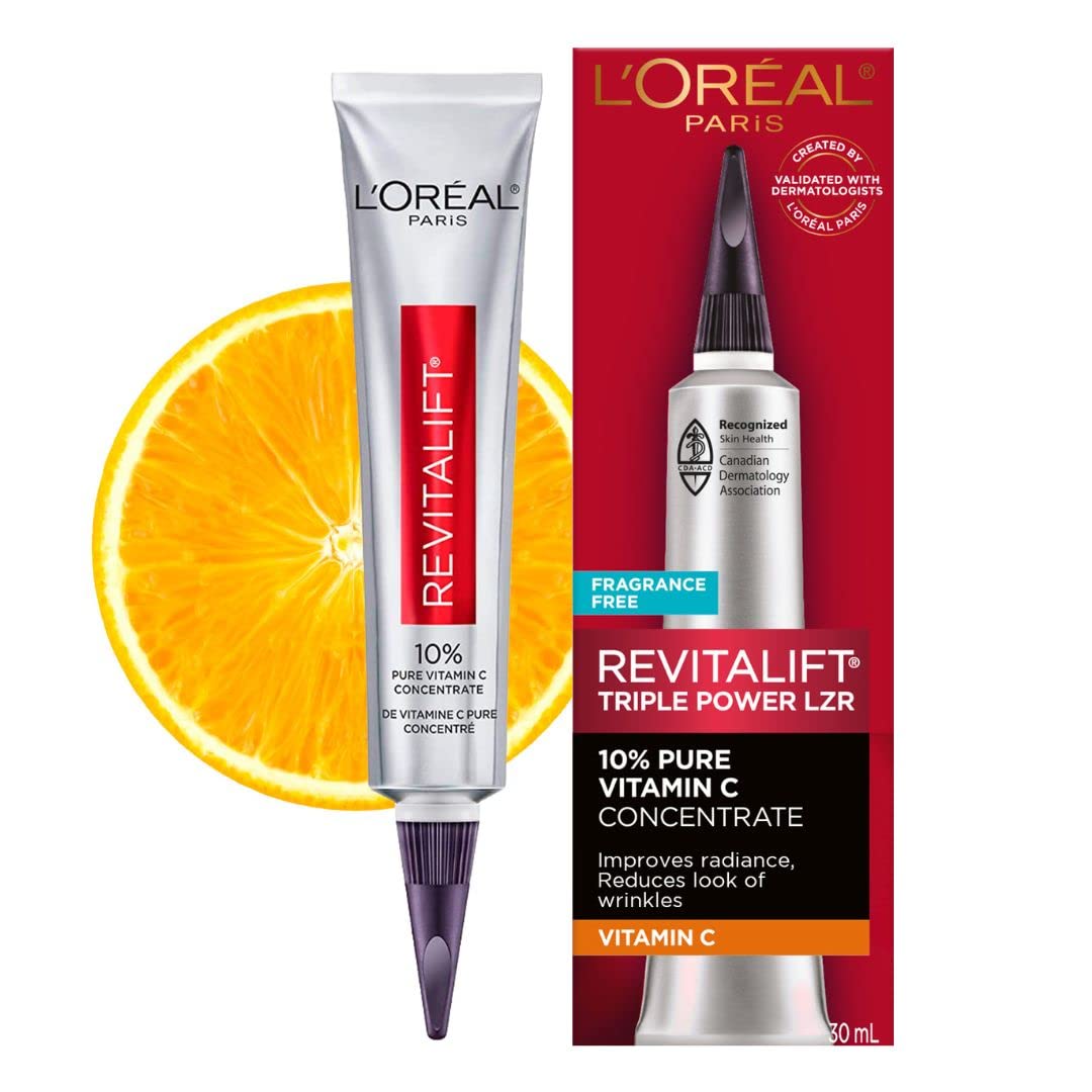 Sérum vitamine C Revitalift dans flacon metallique sans air, application fluide
