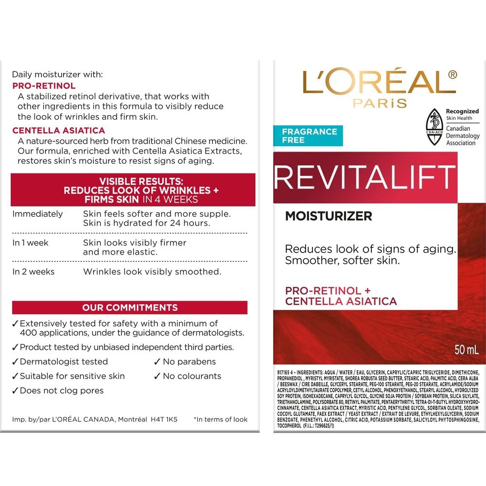 Texture non grasse et pénétration rapide de la crème Revitalift.