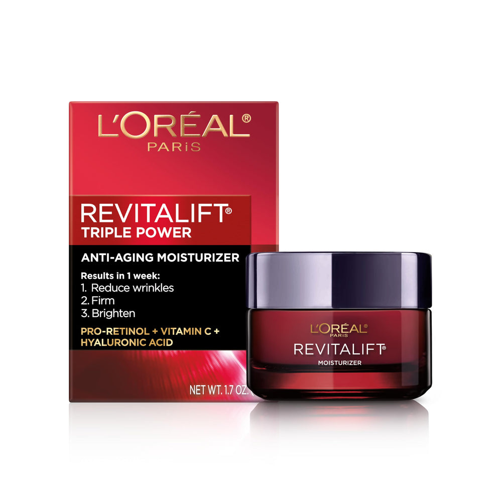 Crème Revitalift Triple Power de L’Oréal Paris emballée et prête à l’emploi, allure premium.