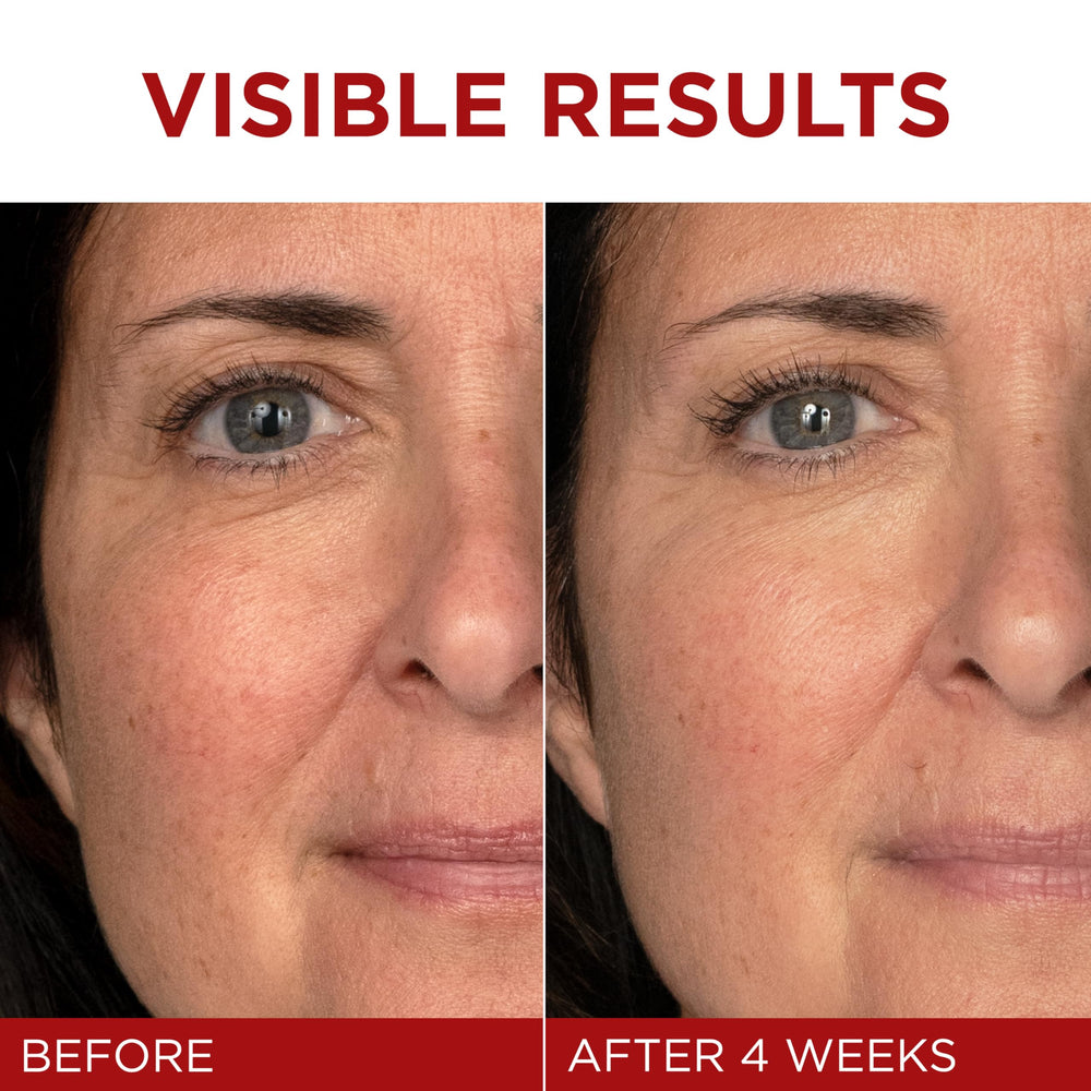 Texture crème Revitalift sur doigt, aspect velouté et hydratant.