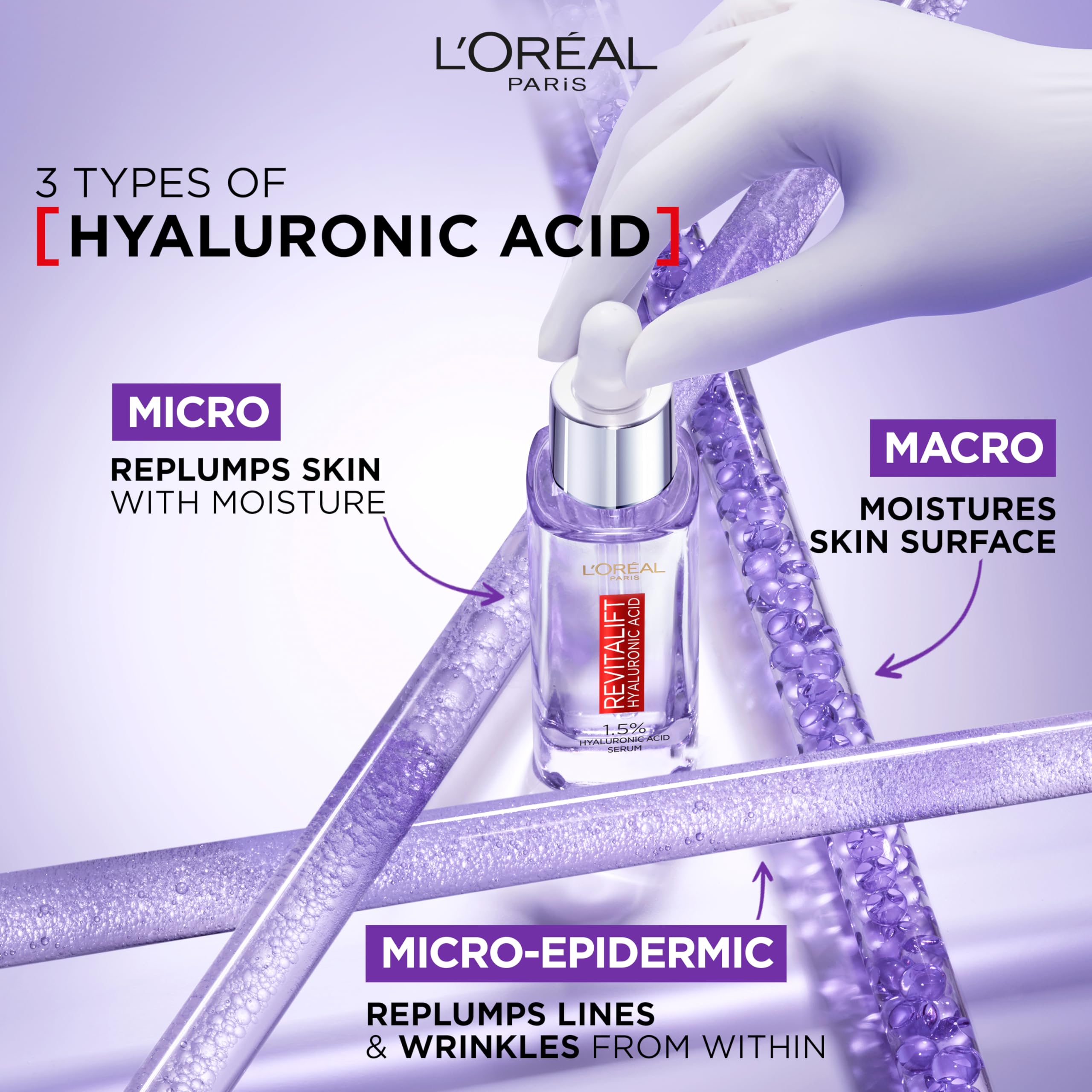 Sérum Revitalift Filler Plus HA, texture lisse prête à être étalée sur le visage.