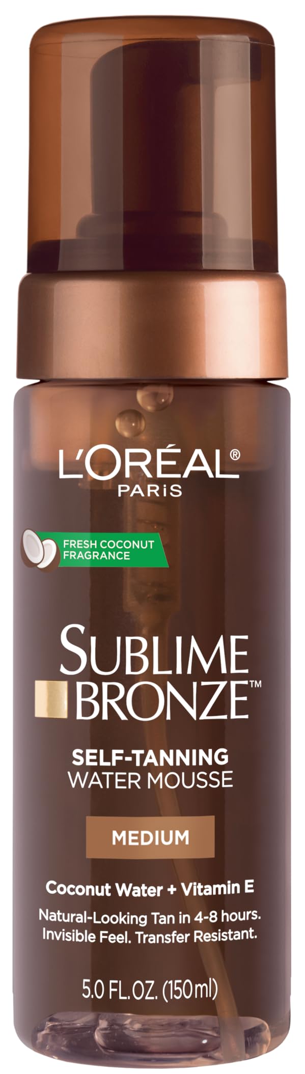 L’Oréal Paris Sublime Bronze – bouteille: mousse légère prête à l’emploi pour un teint naturel.