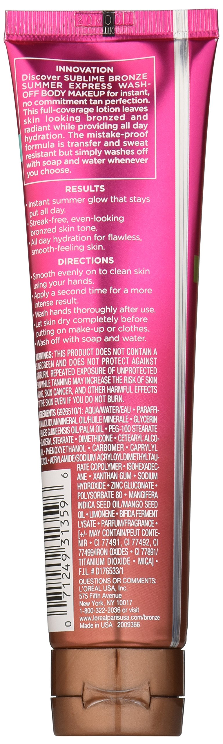 L’Oréal Paris Sublime Bronze Summer Express – application peau pour bronzage rapide et naturel.