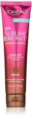 L’Oréal Paris Sublime Bronze Summer Express – bouteille, couleur uniforme et hydratation durable.