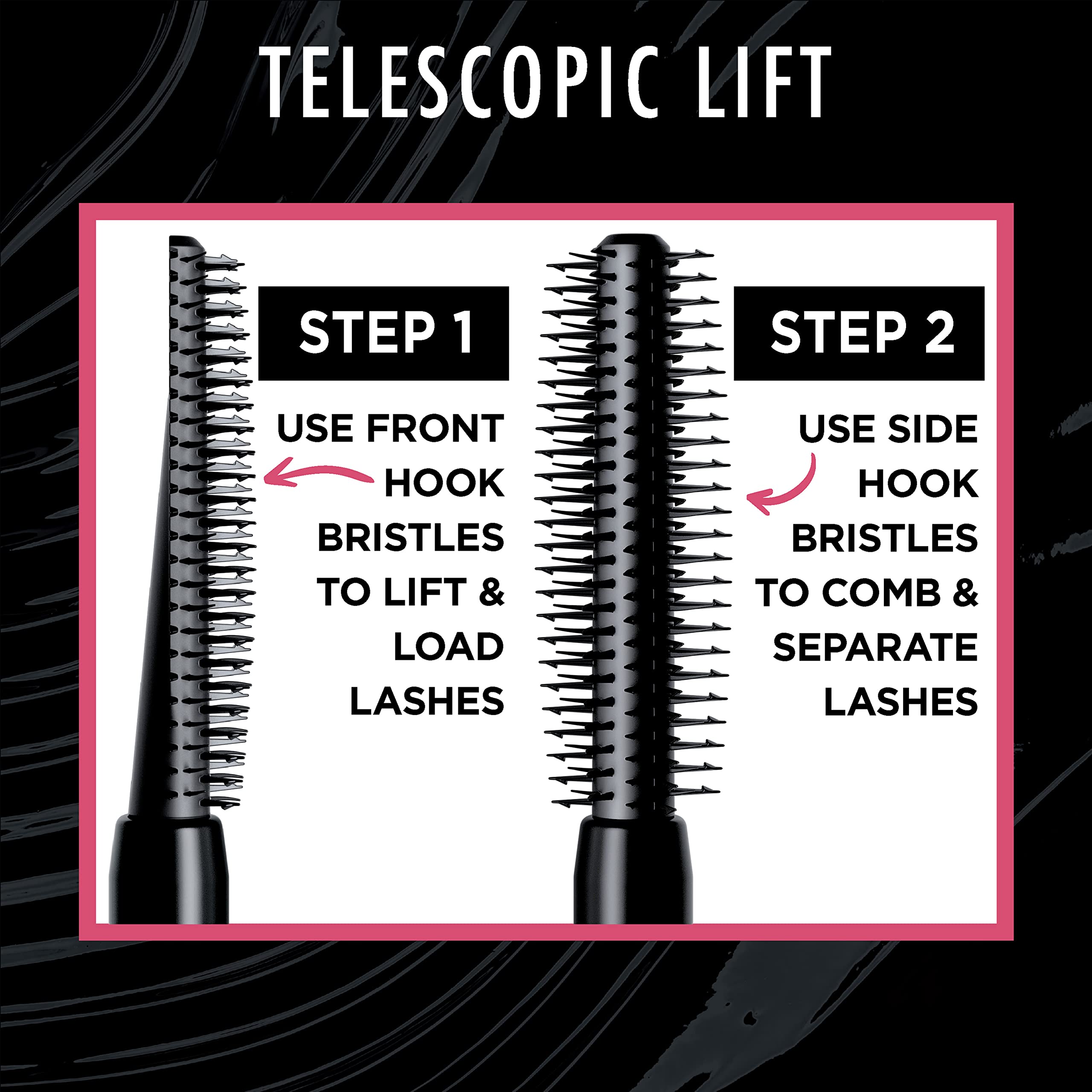 L’Oréal Paris Telescopic Lift Mascara — application en deux étapes facilitant l’allongement.