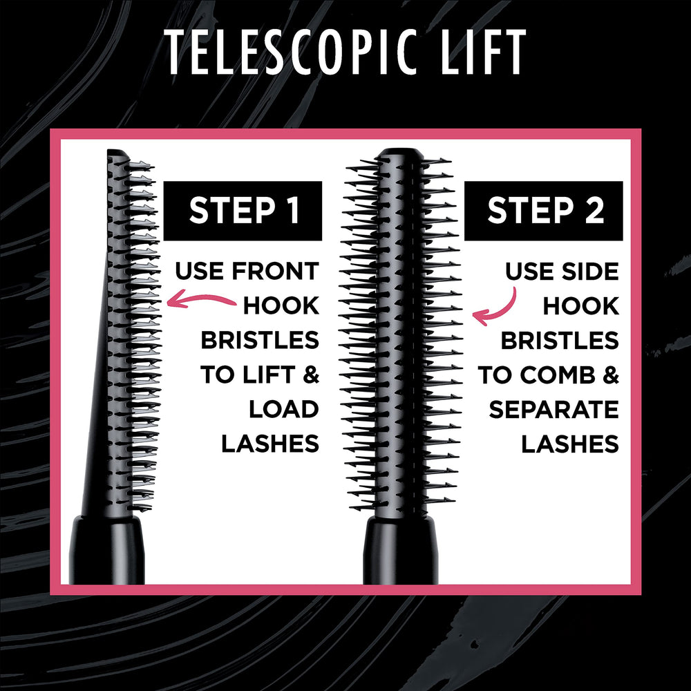 L’Oréal Paris Telescopic Lift Mascara — application en deux étapes facilitant l’allongement.