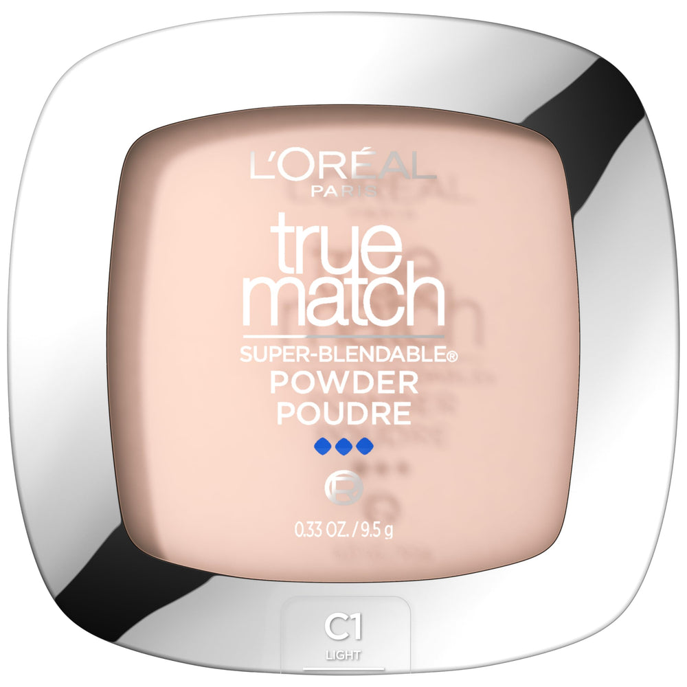 Poudre compacte L'Oréal Paris True Match teinte C1 Light, fini naturel et sans huile.