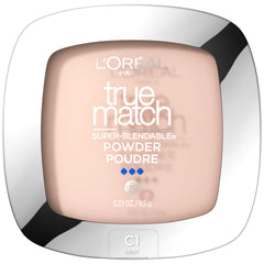 Poudre compacte L'Oréal Paris True Match teinte C1 Light, fini naturel et sans huile.