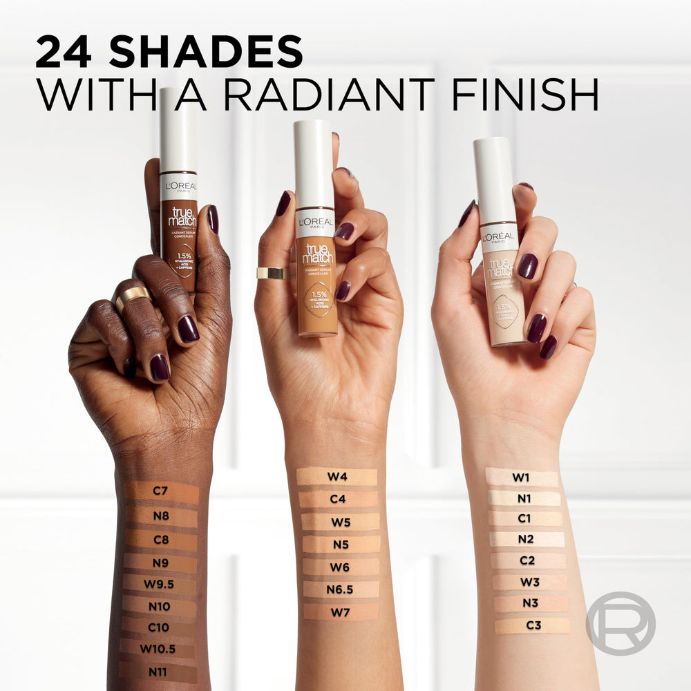 Application fluide et couvrante du Tru Match Radiant Serum Correcteur pour un teint uniforme.