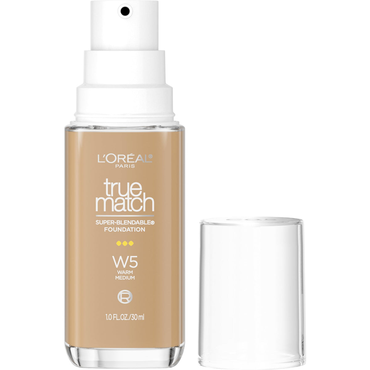 L’Oréal Paris True Match, bouteille avec pompe pour une application précise et propre.