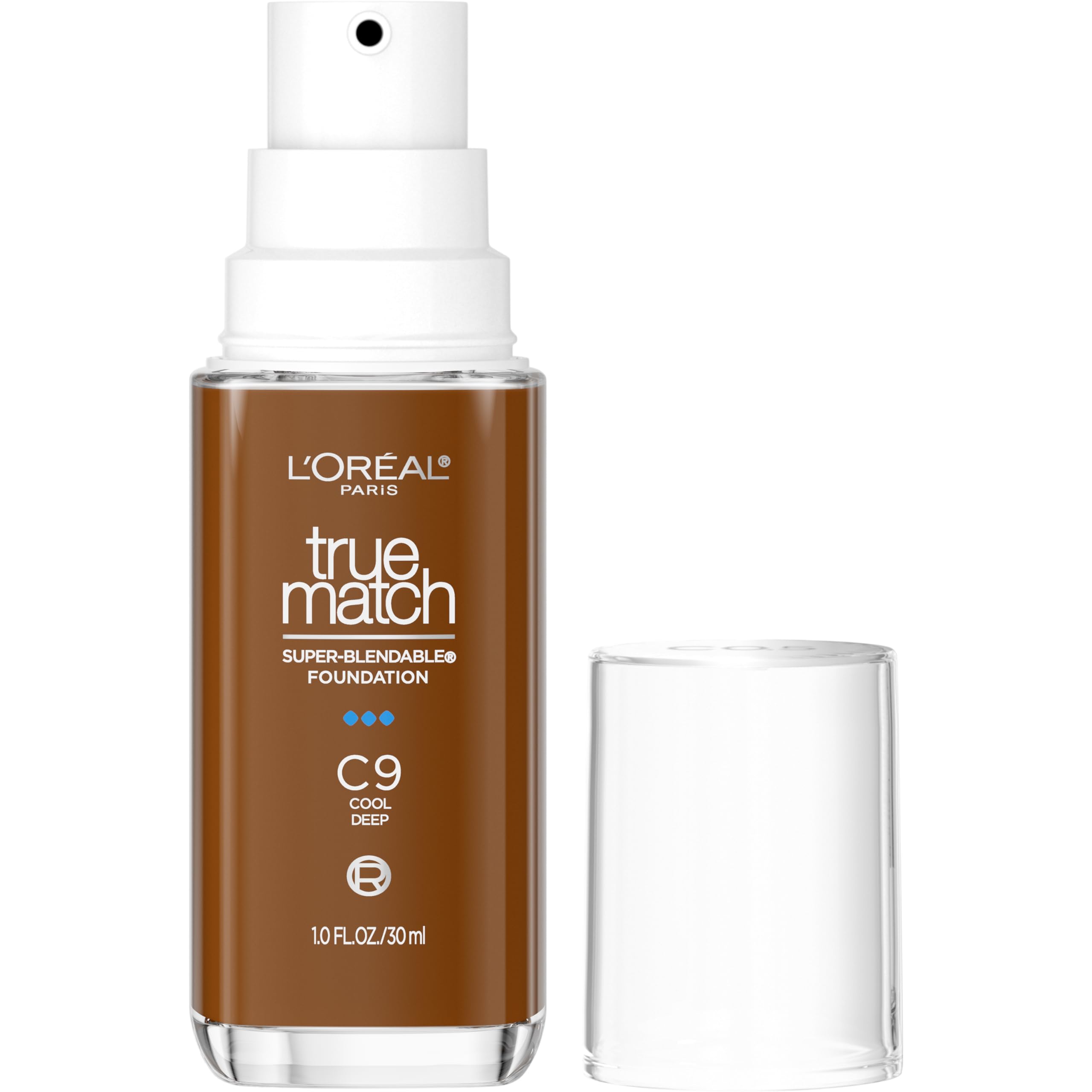 L’Oréal Paris True Match: bouteille avec pompe pour une application précise.