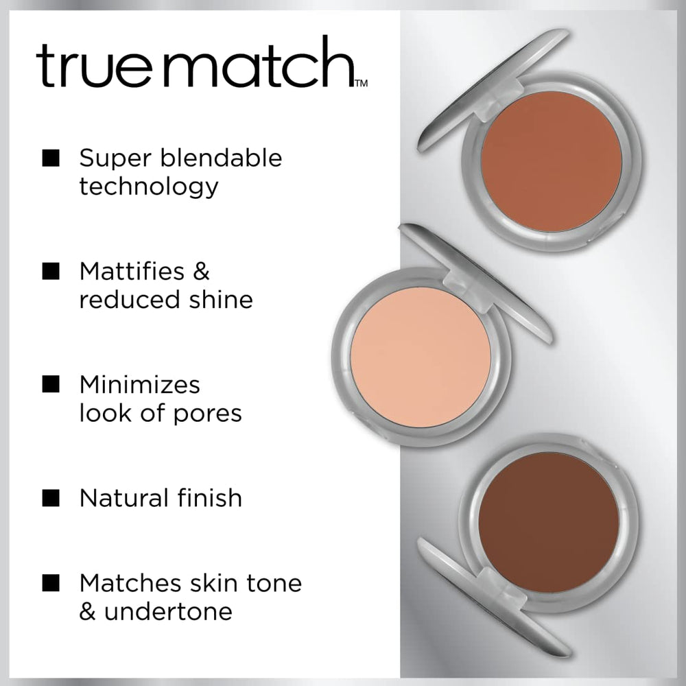 Poudre True Match avec applicateur intégré pour une application pratique.