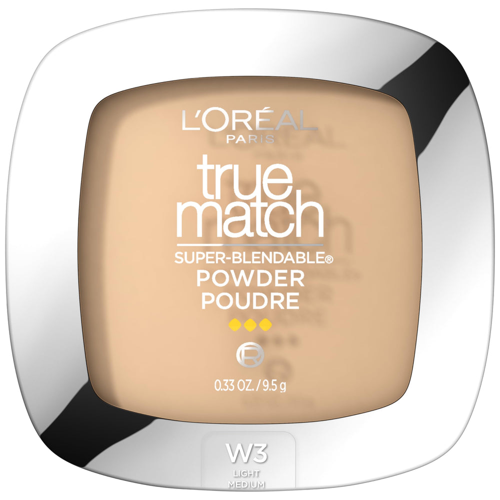 L’Oréal Paris True Match Poudre compacte sans huile — emballage variable et contrôle de brillance.