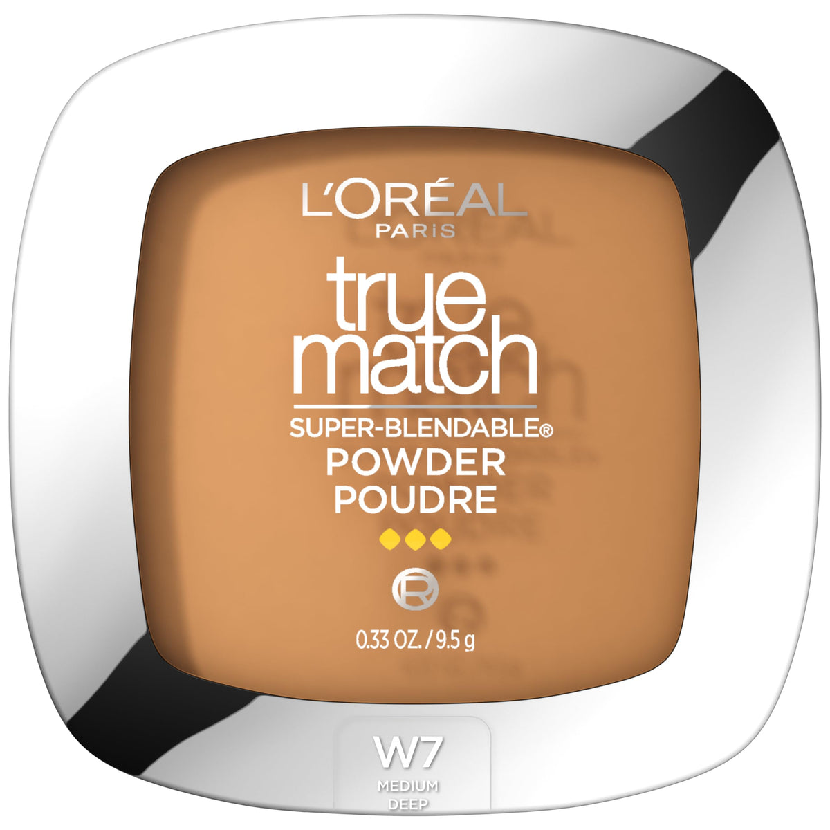 Poudre compacte True Match de L’Oréal Paris ouverte, texture naturelle prête à l’emploi.