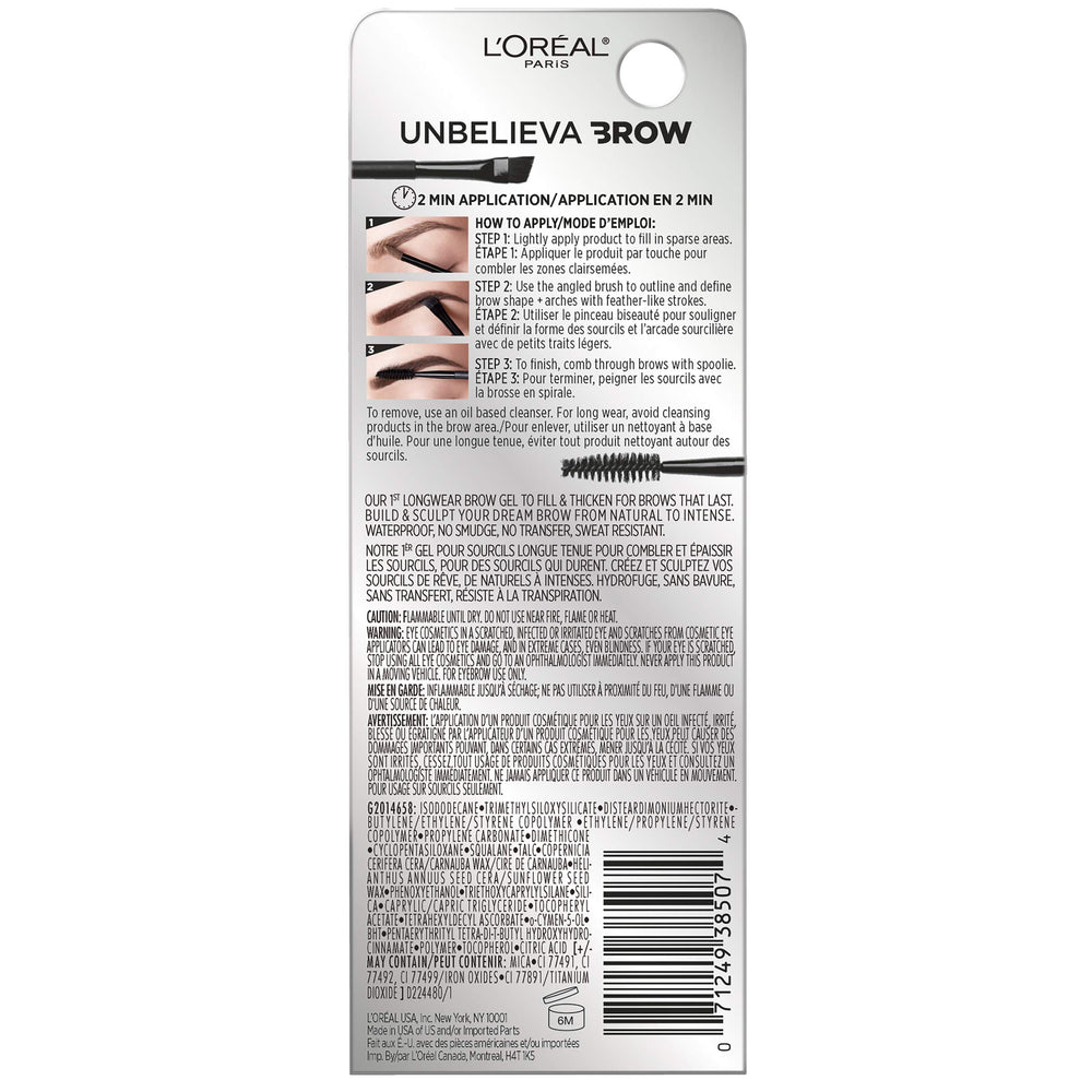 L’Oréal Paris Unbelieva-Brow, longue tenue jusqu’à 48 heures sans transfert.