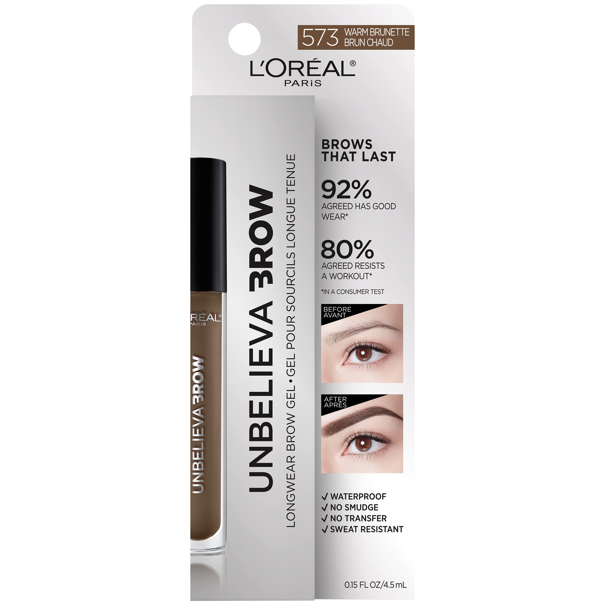 L'Oréal Paris Unbelieva-Brow brun chaud test couleur sur poils pour fini naturel