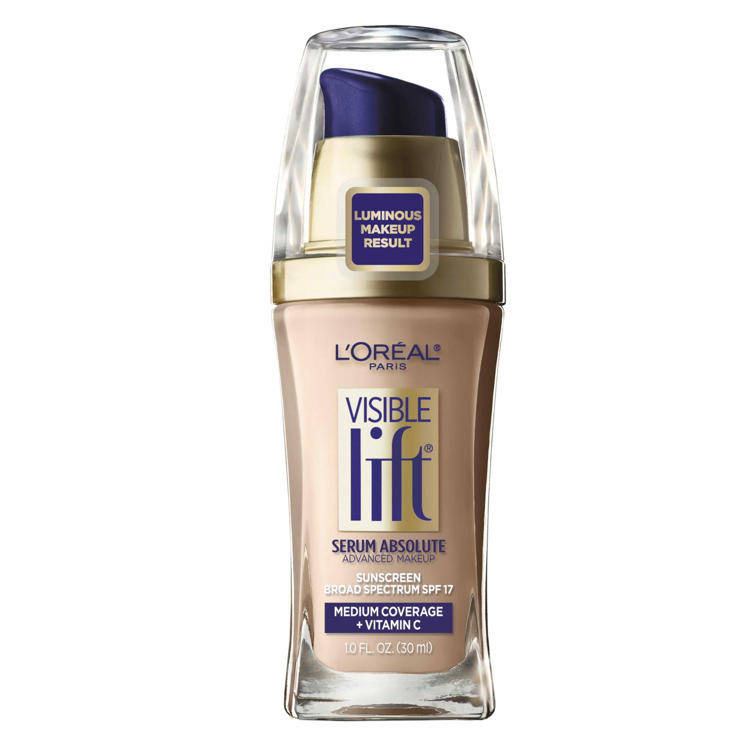 Fond de teint Visible Lift Sérum Absolu par L’Oréal Paris, pompe pour une application précise.