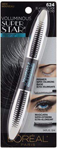 L’Oréal Paris Voluminous Superstar Mascara fibre noire pour cils plus longs.