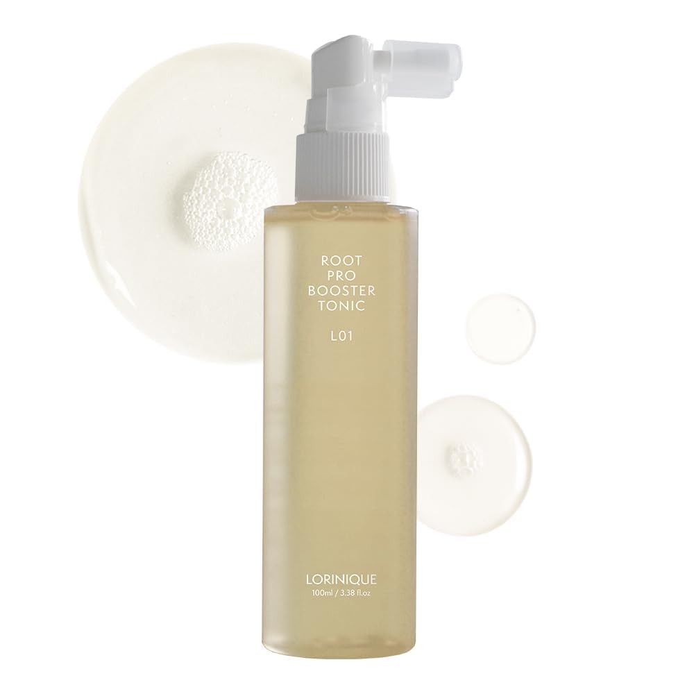 Sérum spray LORINIQUE L01 sur cuir chevelu pour une application pratique et rafraîchissante