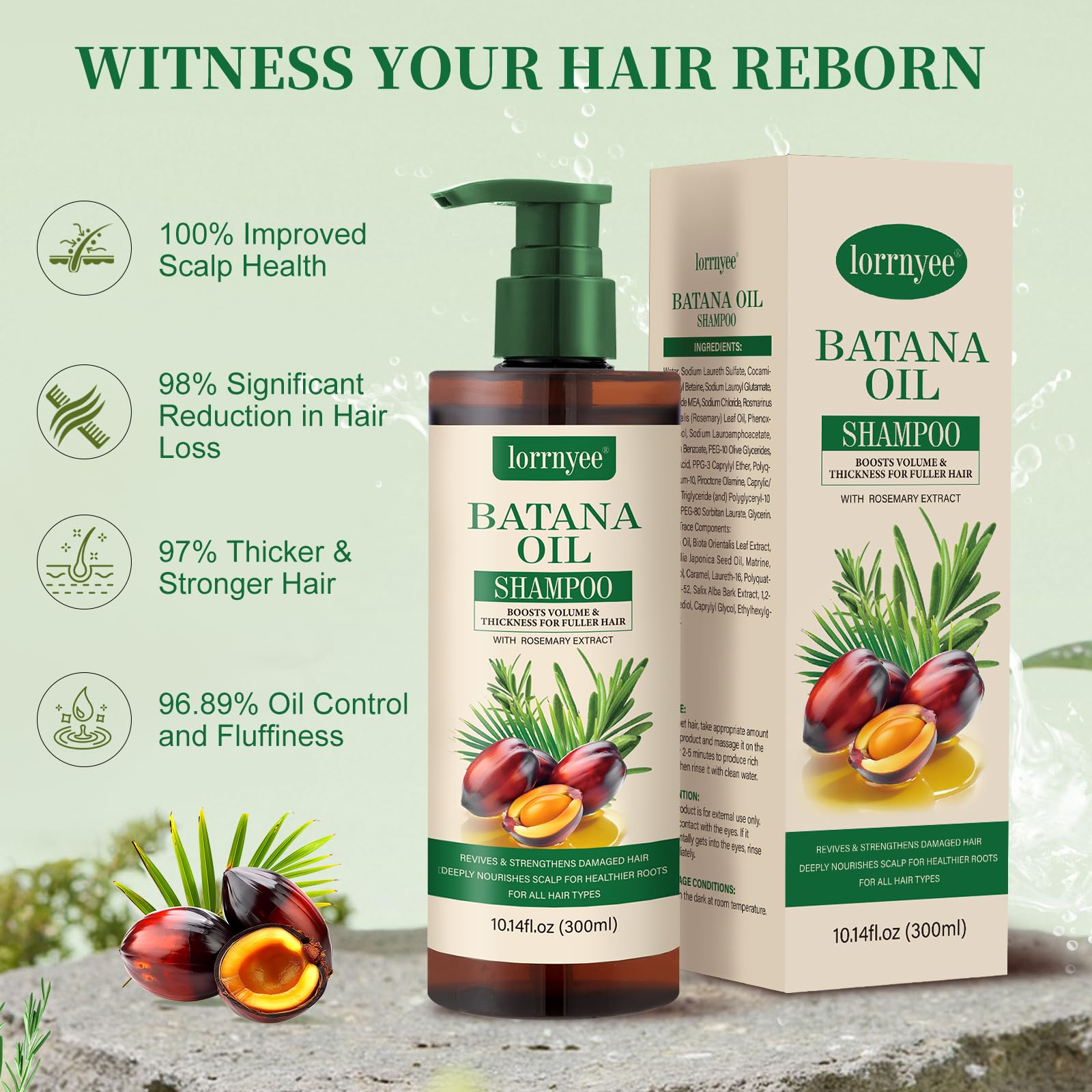 Lorrnyee shampooing batana, usage quotidien sûr pour hommes et femmes